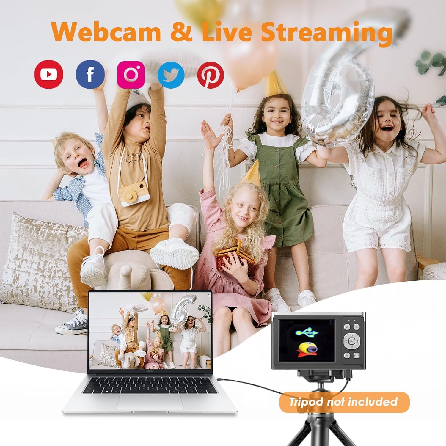Digital Camera 4K Kids Camera with 32GB SD Card Autofocus 50MP Compact Video Cam 16X Digital Zoom Vlogging Camera for Students