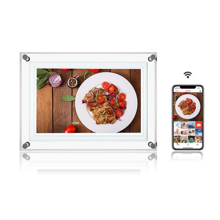 10" Wifi Digital Picture Frame Without Battery USB Acrylic Photo Frame LCD Advertising Player