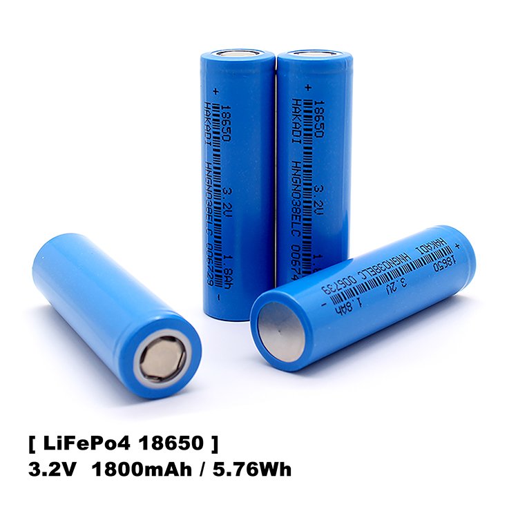 Rechargeable 3.2V Lifepo4 18650 Battery Cell HAKADI Deep Cycle 18650 1800mAh Battery For Solar Energy Storage Power Tool