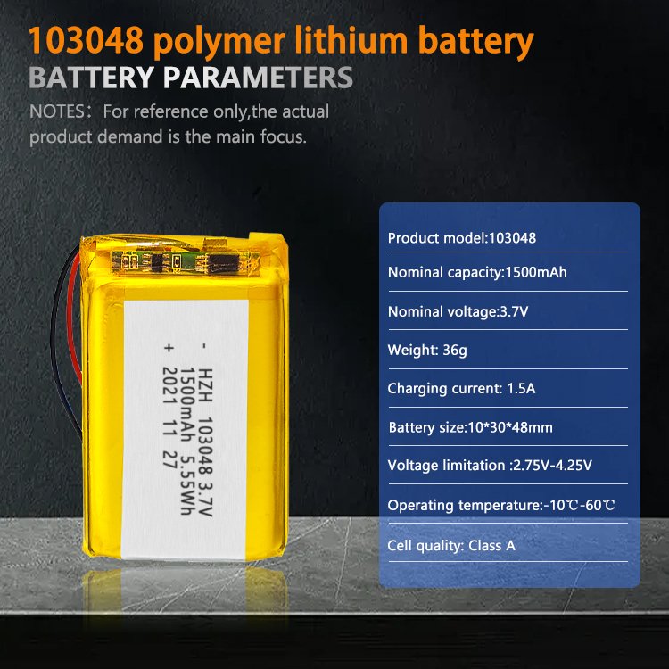 Massager toy Digital Medical hand warmer Rechargeable battery 103048 polymer lithium battery 3.7V 1500mAh