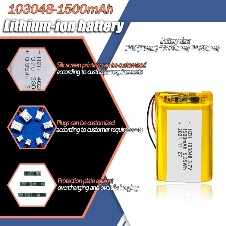 Massager toy Digital Medical hand warmer Rechargeable battery 103048 polymer lithium battery 3.7V 1500mAh