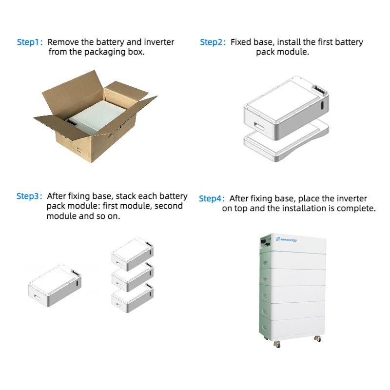 SMS Energy stacked 100ah 200ah 300ah 400ah 500ah 48V Lifepo4 Battery for Solar Energy Storage