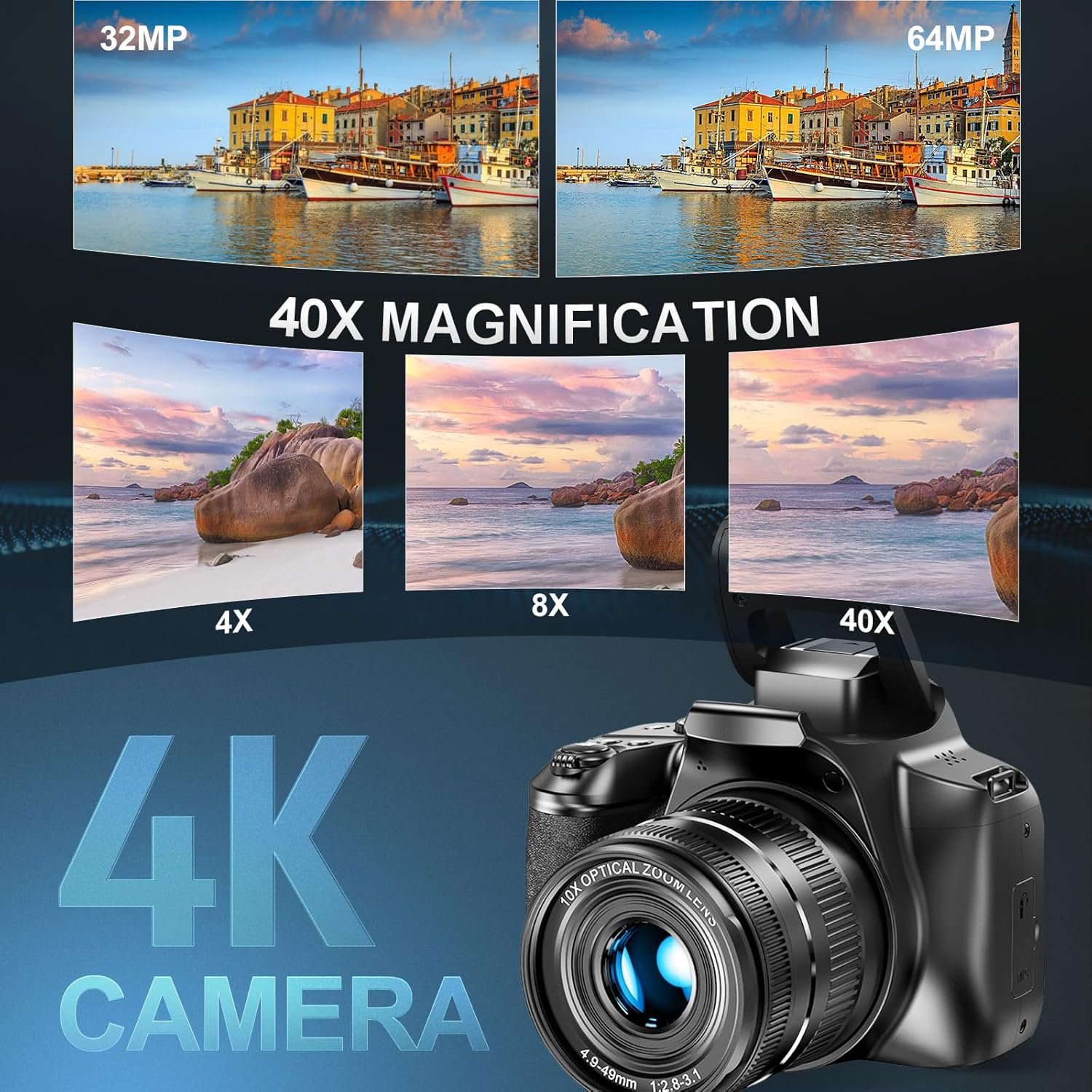 OEM ODM 10x Optical Zoom 4x Digital Zoom Recording Photo WiFi Function Professional UHD Video Camera