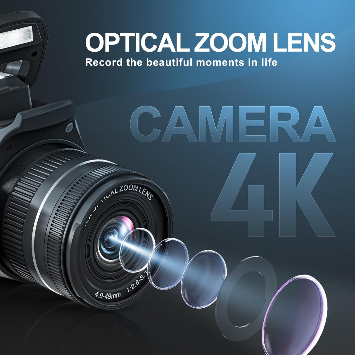 OEM ODM 10x Optical Zoom 4x Digital Zoom Recording Photo WiFi Function Professional UHD Video Camera