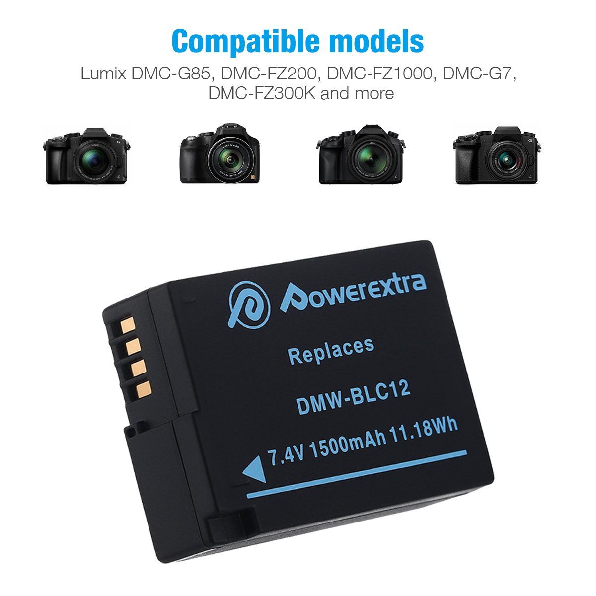 Mini Portable 2 Pack 1500mAh 7.4v Rechargeable Digital Camera Replacement DMW-BLC12 Lithium ion Batteries Dual USB LED Charger