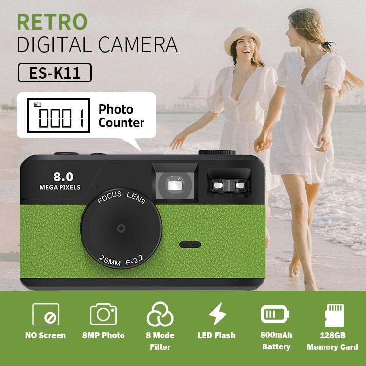 Wholesale Built-in Flash Portable 8MP Photo Screen Free Digital Camera Retro Style Vintage Compact Old Screenless Design Camera