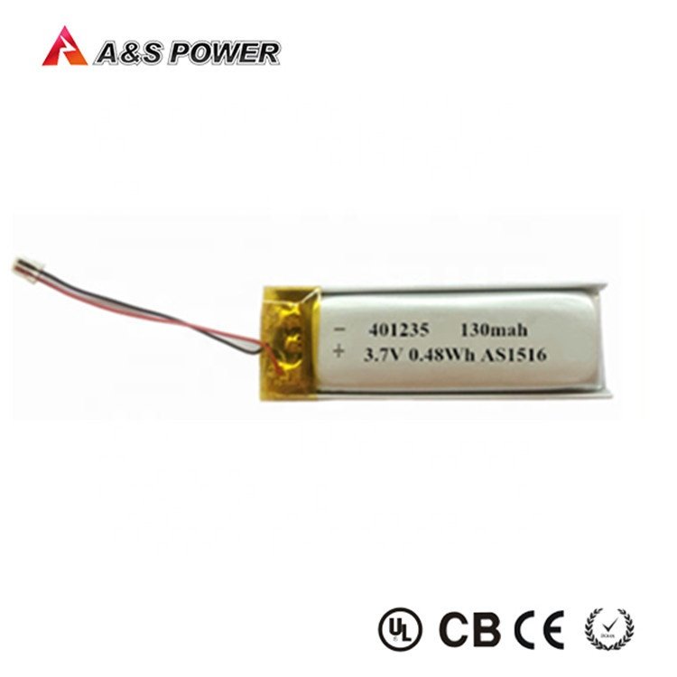 hot sale rechargeable 401235 3.7v 130mAh lithium ion polymer Li-polymer battery for Smart Watch