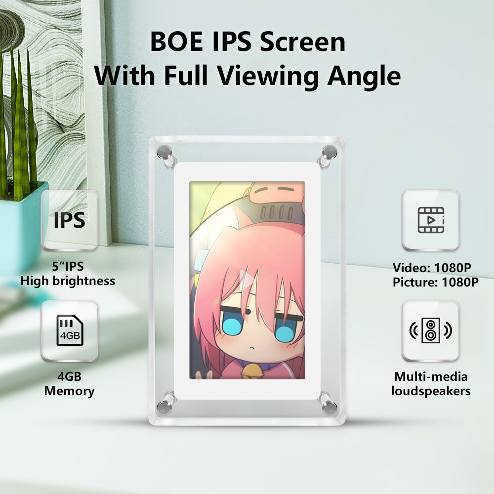 5 Inch IPS 4GB Digital Photo Frame Desktop Electronic Album 845X480 IPS Photo/Video/Music Backside Stand for Christmas
