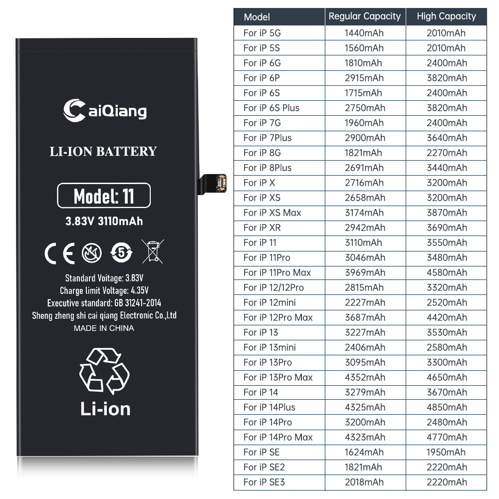 Factory Replacement Mobile Phone Battery For Iphone 15 7 8 8p x xr xs 11 12 13 14 pro max All Models 100% New 0 Cycle Batteries