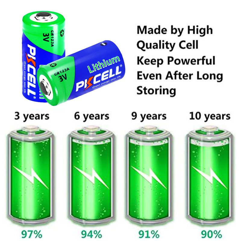 PKCELL CR123 3.0V 1400mAh 5 Years Non Rechargeable Camera Battery lithium battery cr123a 3v