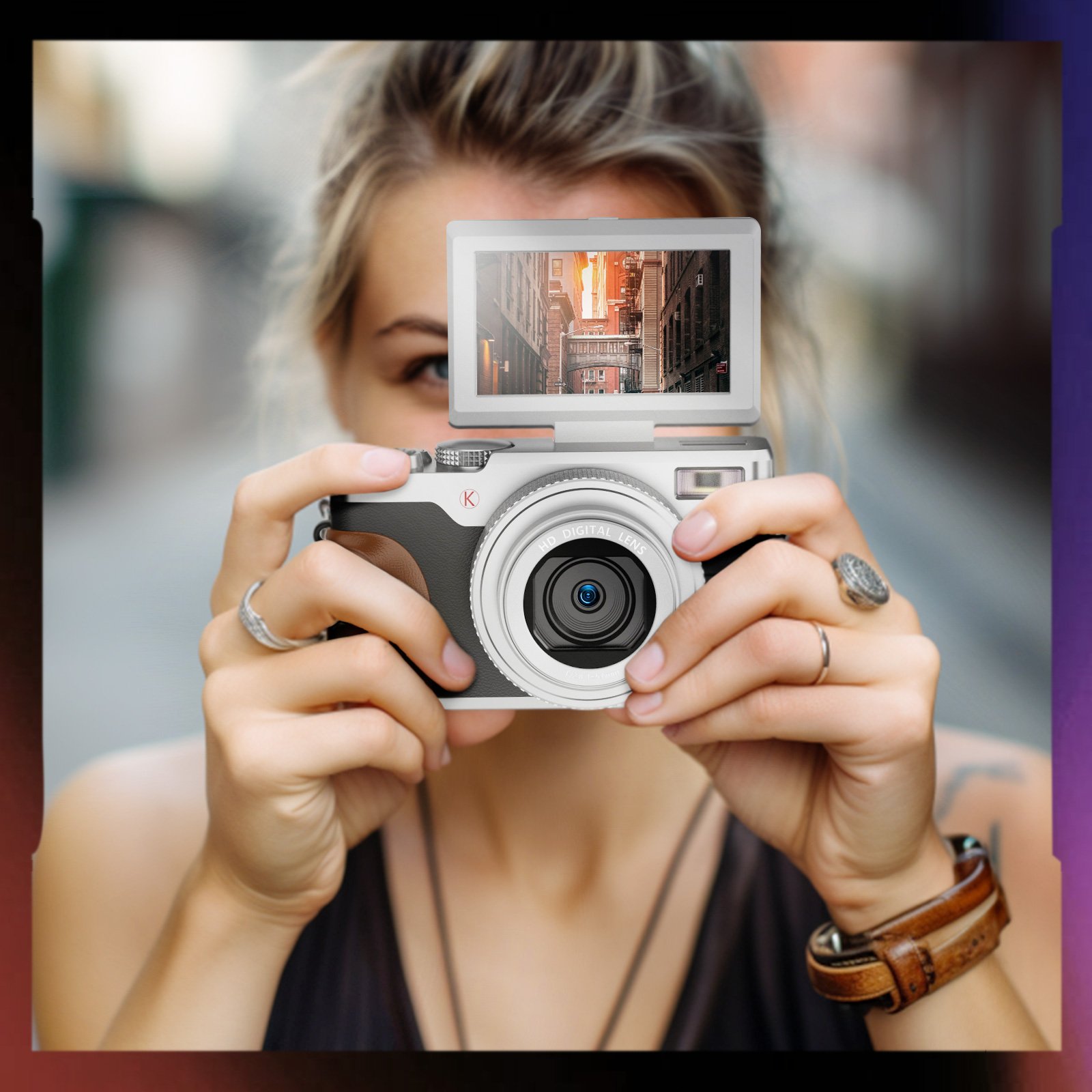 Social media 4K digital lightweight Compact Camcorders Rechargeable Battery Pack 48mp vintage digital camera for photography