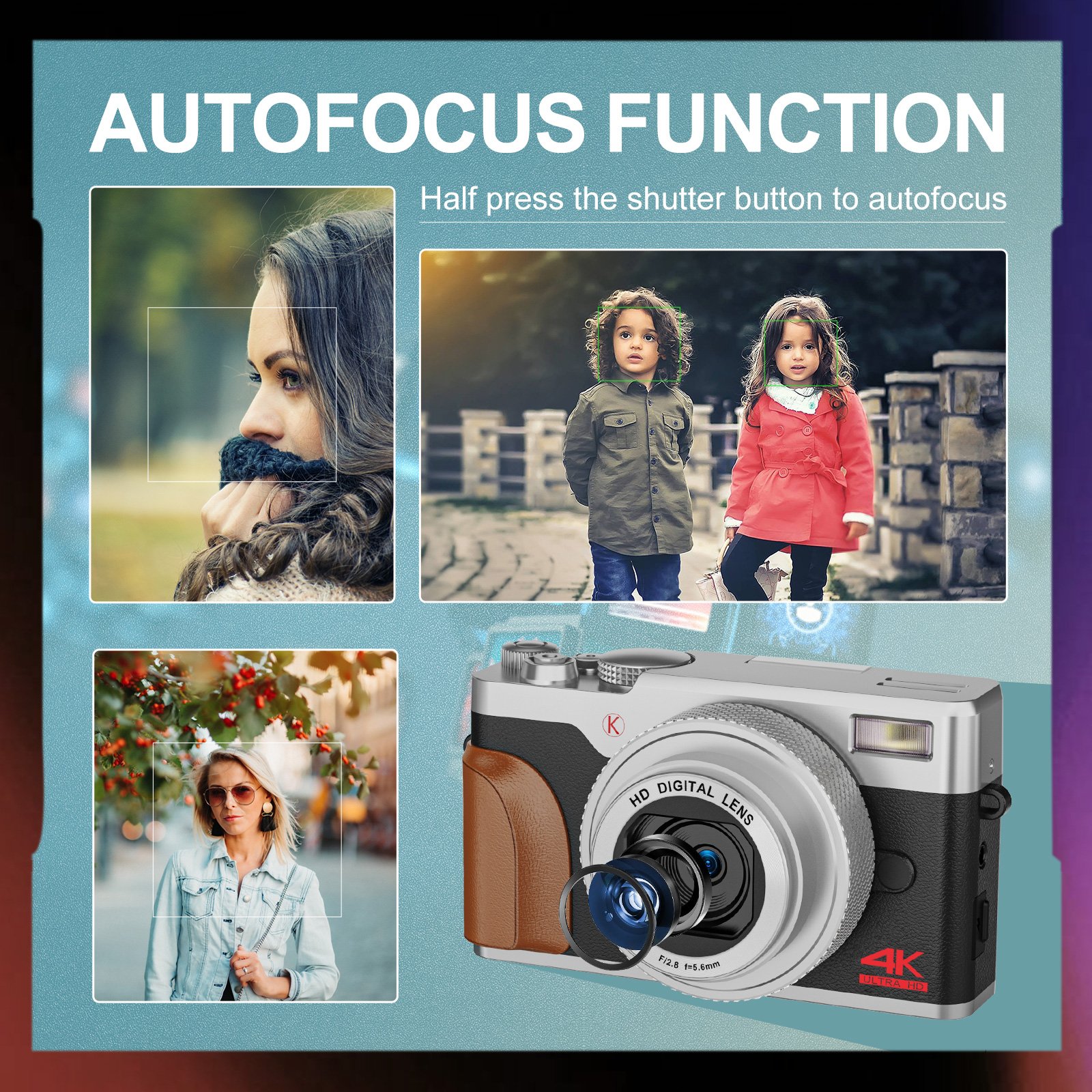Social media 4K digital lightweight Compact Camcorders Rechargeable Battery Pack 48mp vintage digital camera for photography