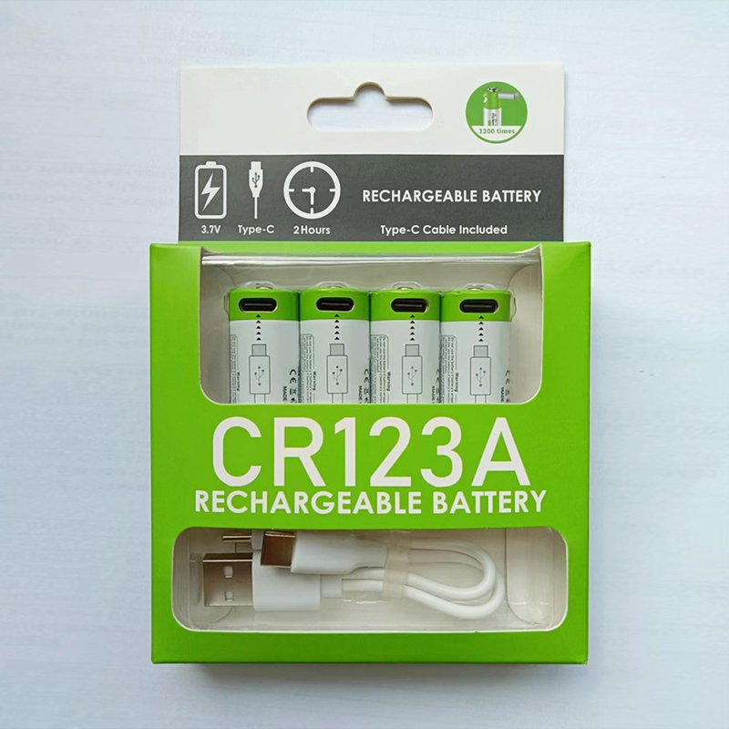 1.5V 700mAh Rechargeable Batteries CR123A USB C Charging Lithium Ion Batteries With Charging Cable