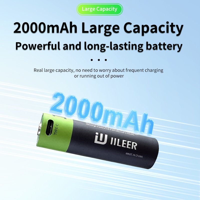 High Quality USB Rechargeable Li-ion Battery 7400mWh 18650 3.7V 2000mAh 1200 Cycles Batteries for Flashlight