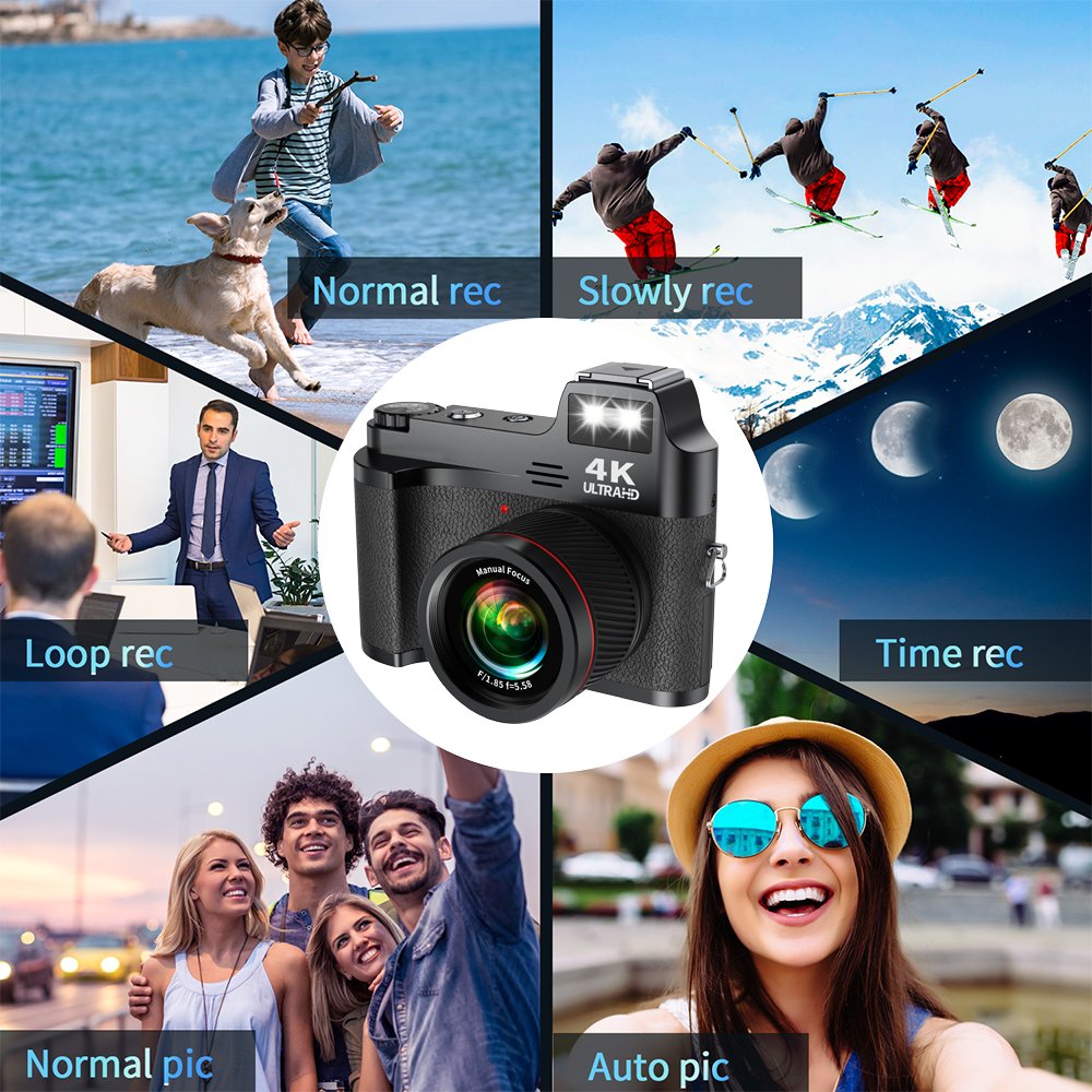 18X Digital Zoom Auto Focus Macro Lens Vlogging Camera 512G TF Card Portable Charger 4K Digital Camera for Photography