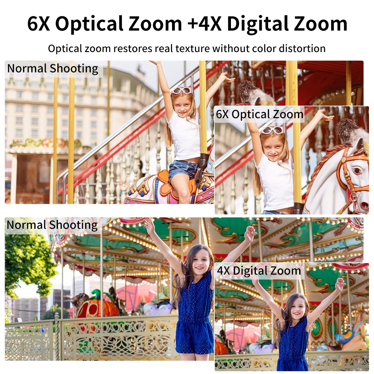 Newest HD 2.7K 6X Optical Zoom Digital Camera DSLR Camera 3.0'' IPS Screen Anti-Shake Retro Vintage Camera for Photography