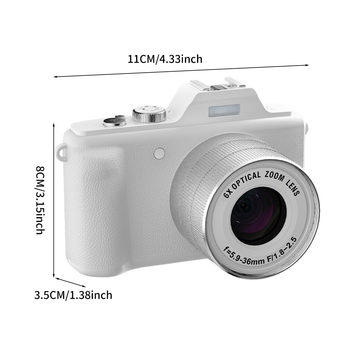 Newest HD 2.7K 6X Optical Zoom Digital Camera DSLR Camera 3.0'' IPS Screen Anti-Shake Retro Vintage Camera for Photography