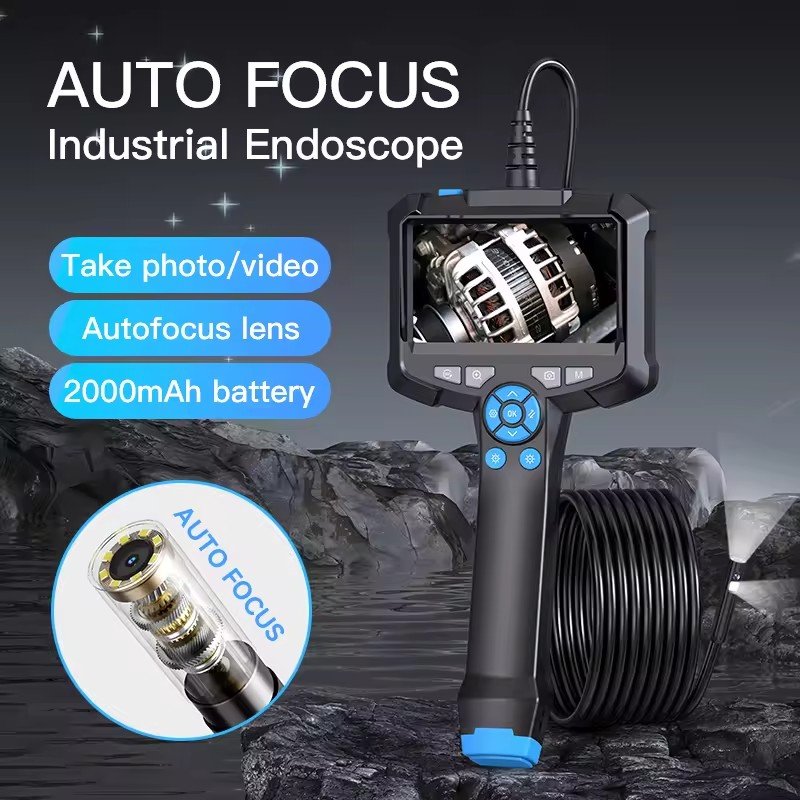 G30-A Auto Focus lens 5m cable Industrial endoscope camera 8mm 2MP Digital borescope 4.3inch screen Drain Pipe inspection Camera