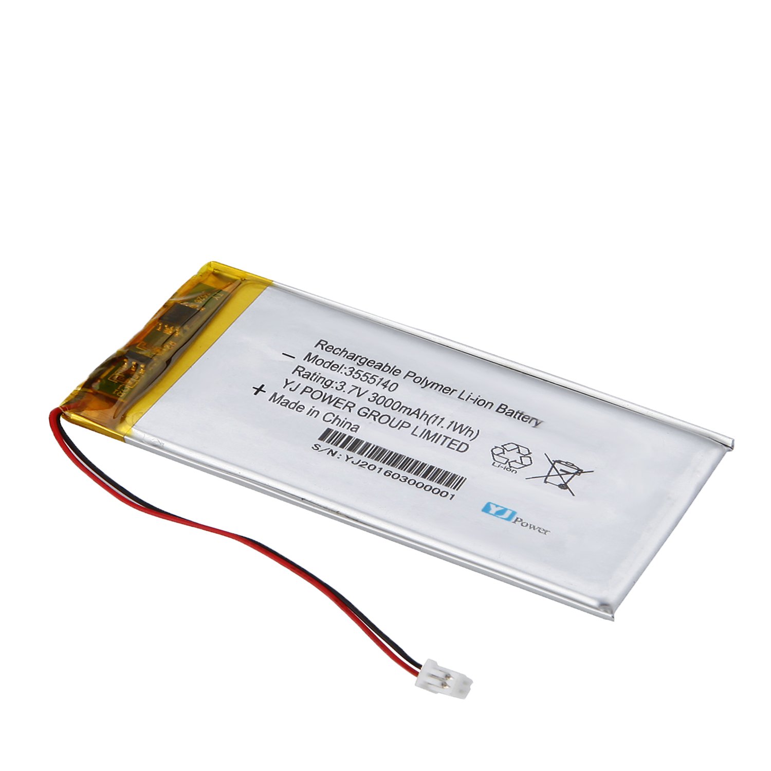 Ultra thin YJ3555140 li-ion 3.7v 3000mah lithium ion battery for Power Bank