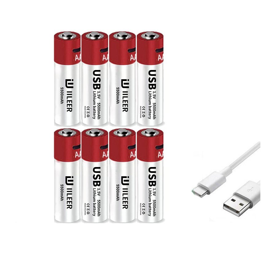 Factory Price New AA USB Rechargeable Lithium-ion Battery 1.5V AA 5500mah Constant Voltage Battery