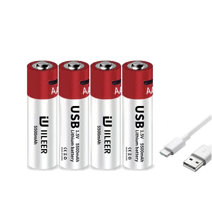Factory Price New AA USB Rechargeable Lithium-ion Battery 1.5V AA 5500mah Constant Voltage Battery