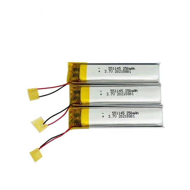 Factory supply lithium battery 551145 250mAh Rechargeable lithium ion battery for digital beauty instrument electric device