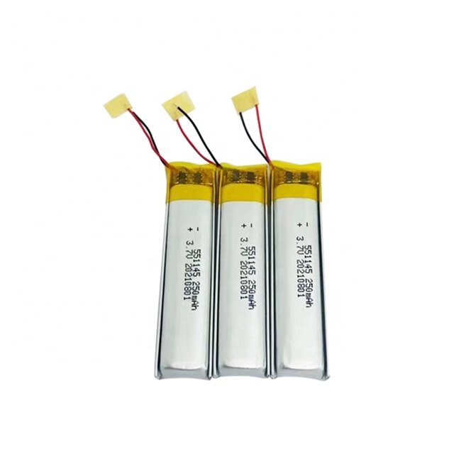 Factory supply lithium battery 551145 250mAh Rechargeable lithium ion battery for digital beauty instrument electric device