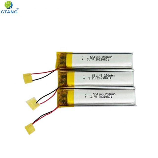 Factory supply lithium battery 551145 250mAh Rechargeable lithium ion battery for digital beauty instrument electric device