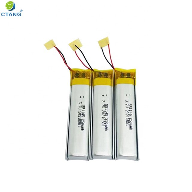 Factory supply lithium battery 551145 250mAh Rechargeable lithium ion battery for digital beauty instrument electric device