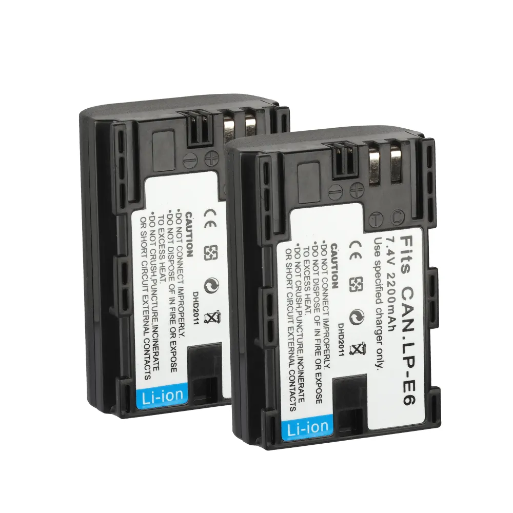 LP-E6 Camera Battery for Canon 5D Mark II III 7D 60D, 60D, 6D, 7D DSLR Cameras 7.4V 2200mAh LP-E6N, Li-ion Replacement