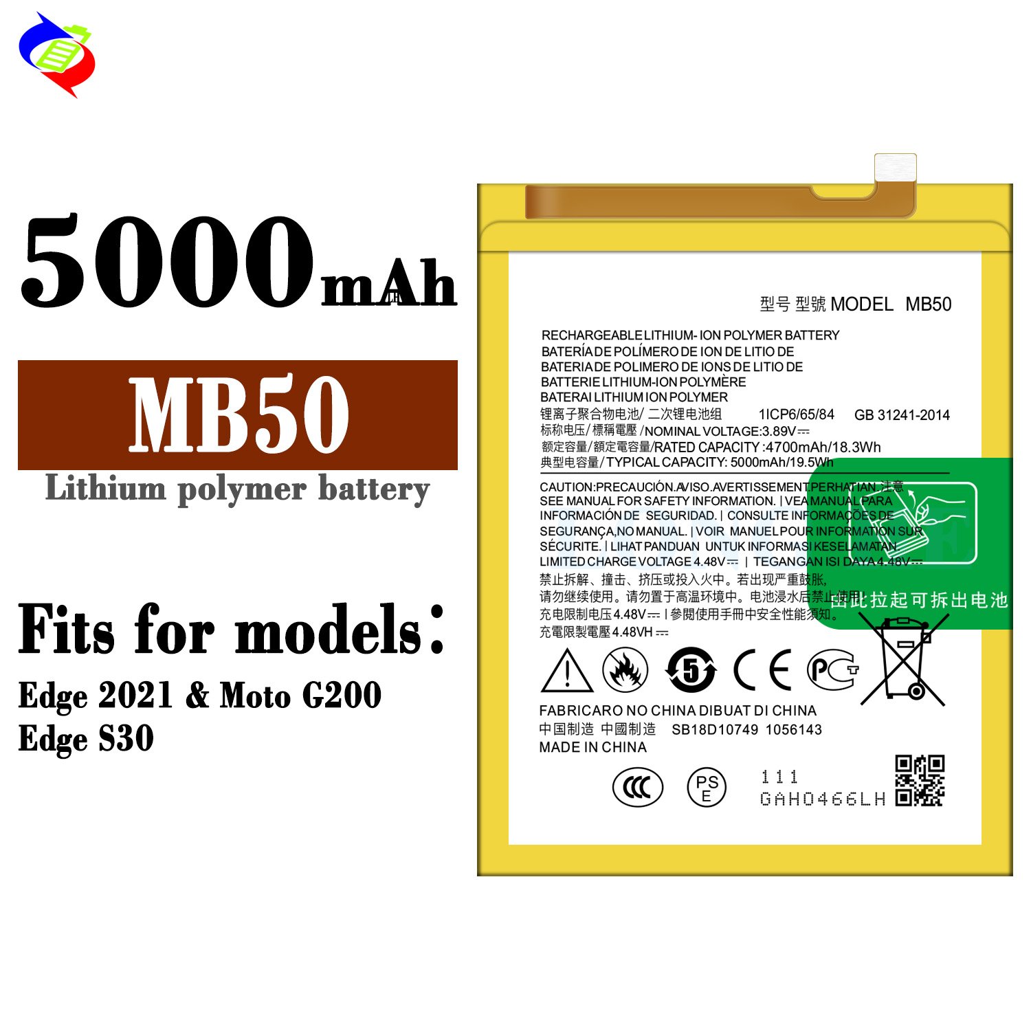 Universal mobile replace battery MB50 for Motorola EDGE 2021 3.89V 5000mAh digital battery