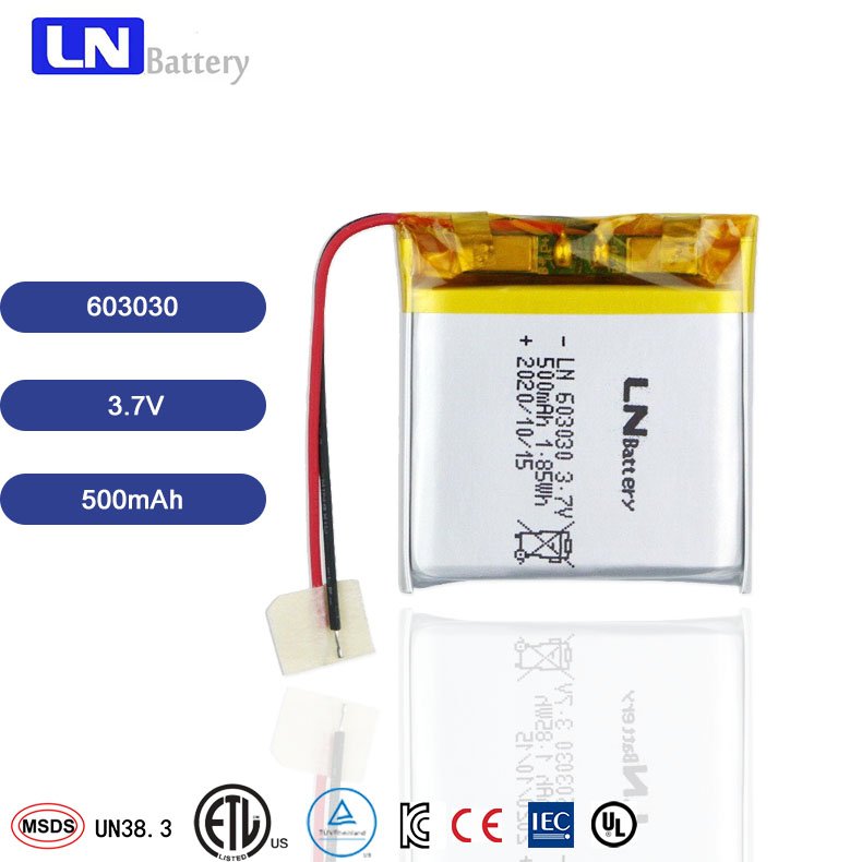 Digital products rechargeable li-ion battery 3.7v 500mah 603030 500mah lithium polymer battery