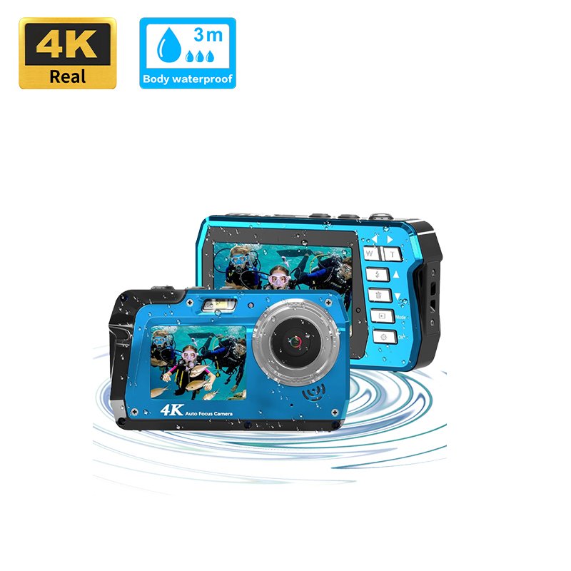 3.0"+2.0" IPS Factory Custom 3m Waterproof Digital Zoom 18X Digital Camera Dual Screen 4K 30FPS LED Flash Light Digital Camera