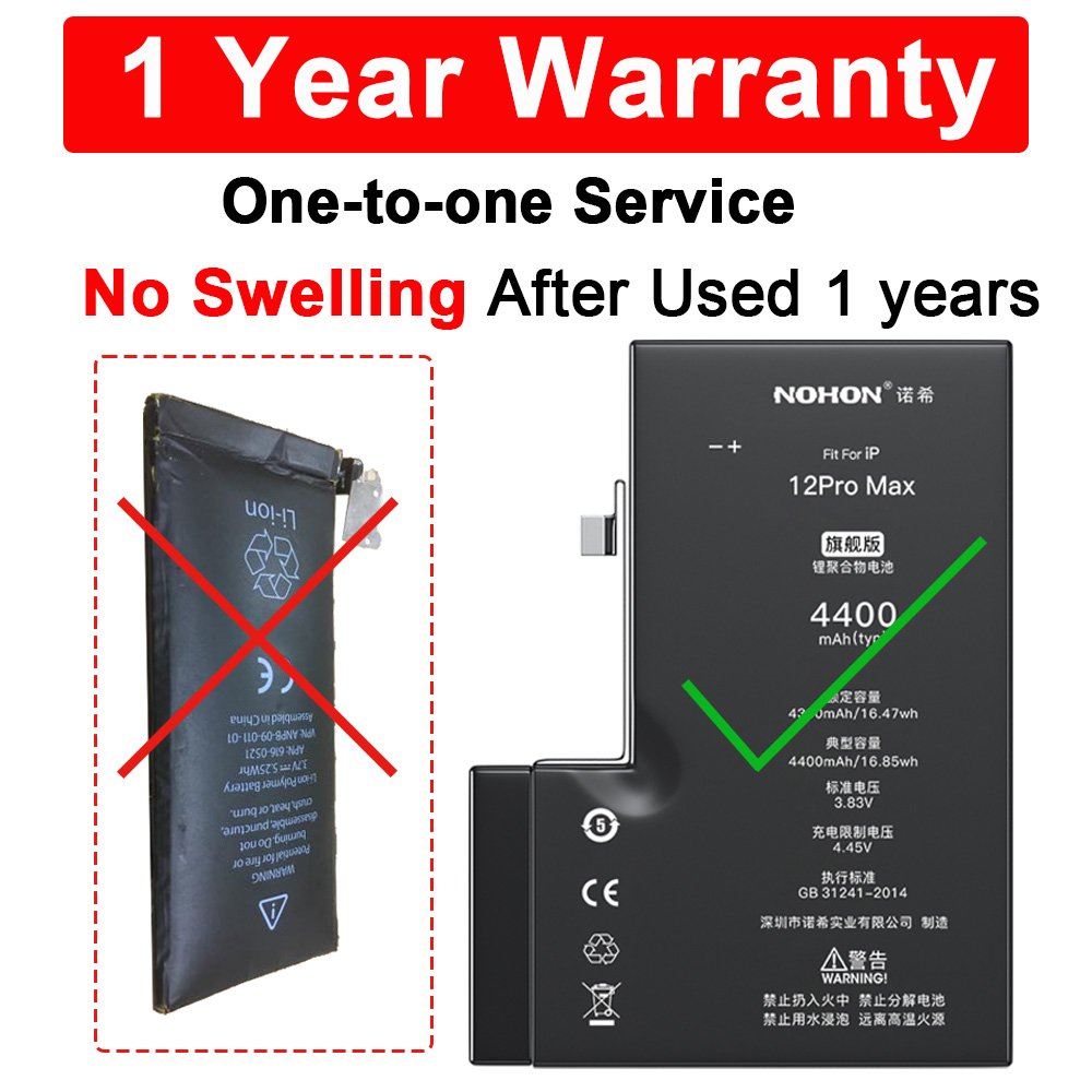 Nohon 4400mAh 7plus pro 8 plus 6s x digital batteries mobile phone se 3 mini xr xsmax 11 12 13 xs battery for iPhone 12 Pro max