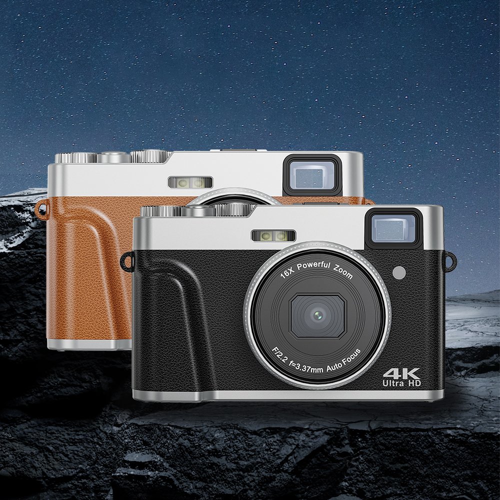 Brown Black 4K Digital Camera Autofocus 48MP Photo Recording Video Recording Digital Camera 16X Zoom Portable Digital Camera