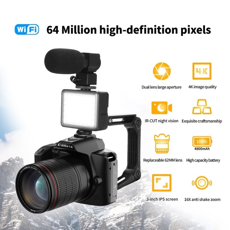 Professional 4K HD Dual-camera Night Vision 64 Million Pixel High-definition WIFI Digital DSLR Camera For Kids Photography