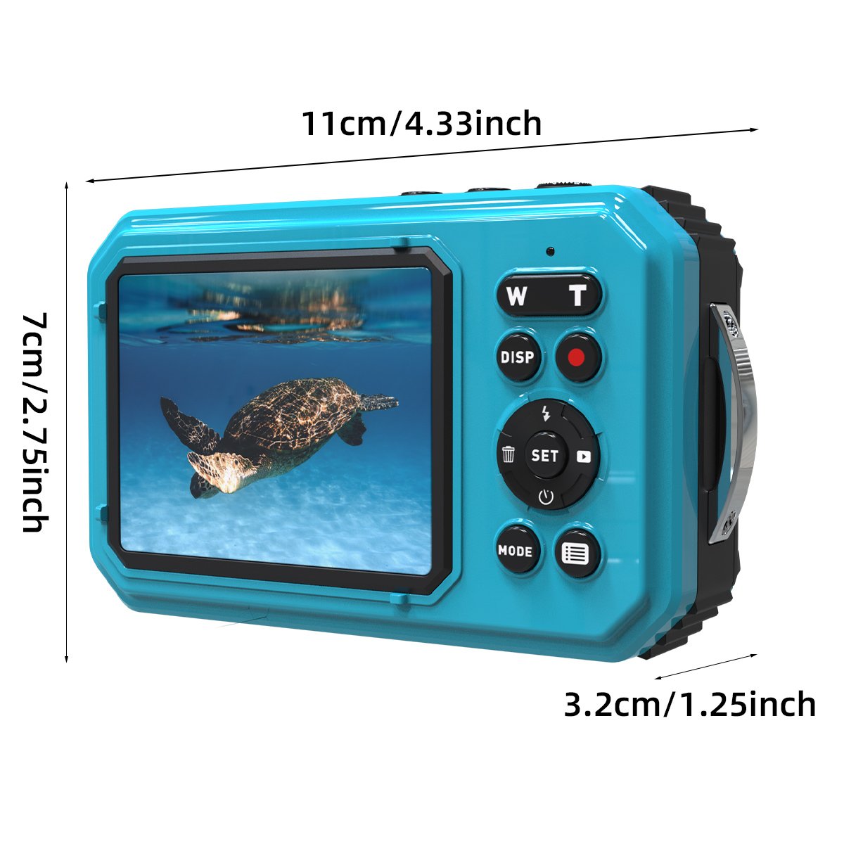 UHD 4K 56MP Waterproof Camera 2.8+1.4'' Dual Screen 10M/33FT Waterproof Auto Focus Underwater Camera for Swimming and Snorkeling
