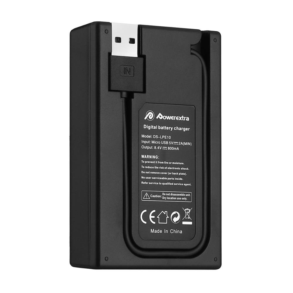 Powerextra LP-E10 2 Pack Battery LCD Dual USB Charger For Canon Rebel T3 T5 T100 Kiss X50 Kiss X70 1100D 1200D Digital Camera