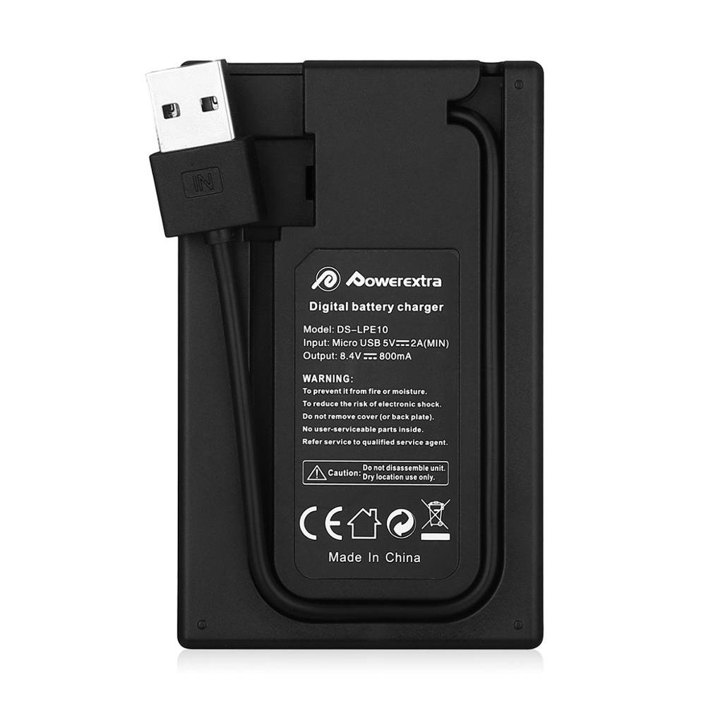 Powerextra LP-E10 2 Pack Battery LCD Dual USB Charger For Canon Rebel T3 T5 T100 Kiss X50 Kiss X70 1100D 1200D Digital Camera