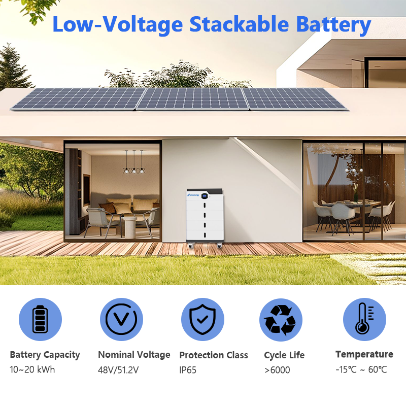 5kWh 10KW 20kWh 30kWh Low Voltage Stackable Solar Battery LifePO4 Hv Lithium Battery Pack Solar Energy Storage System