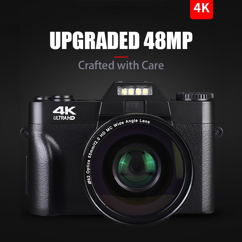 Digital Camera 4K HD Video Camera Retro Foldable Screen with WiFi Connectivity 48MP Flip Screen Autofocus Camera