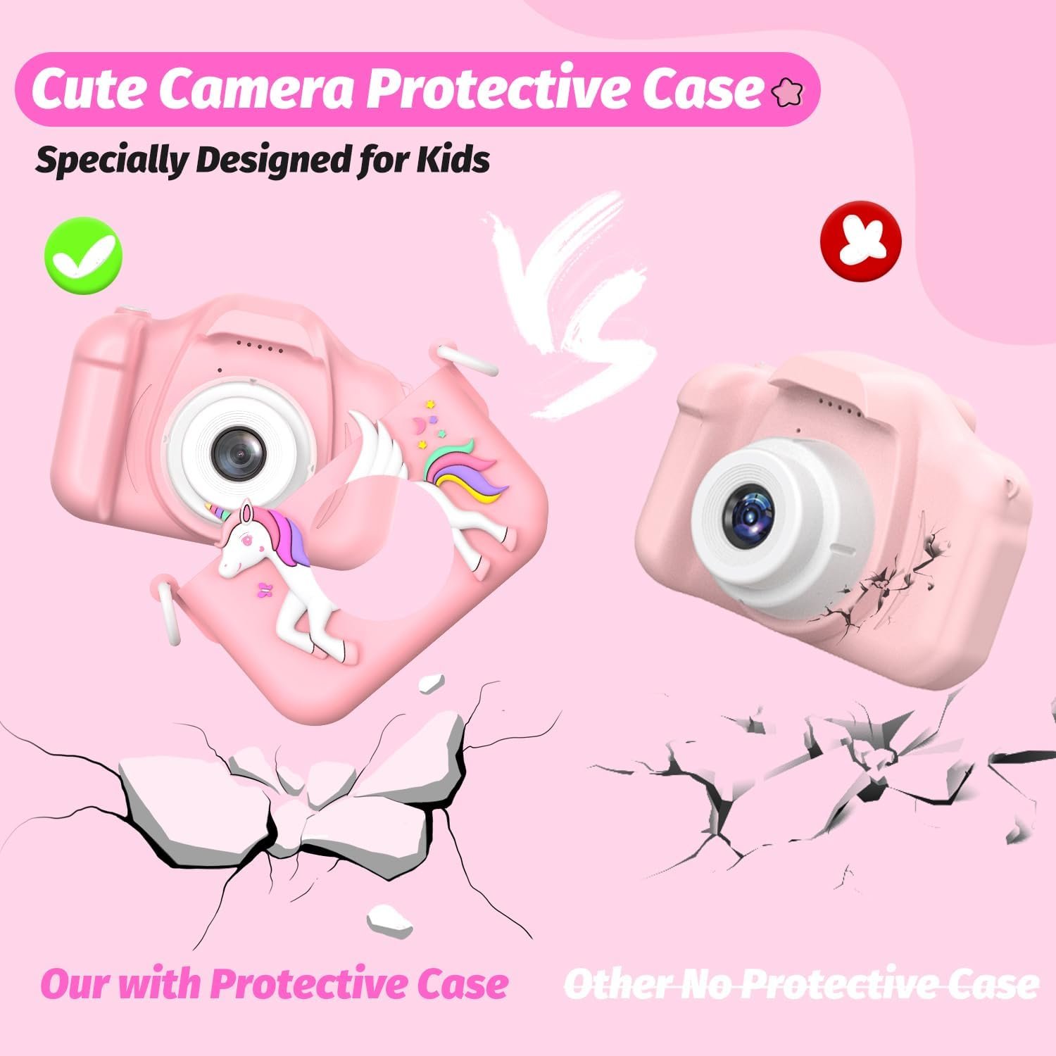 2024 Upgrade Unicorn Kids Camera for Girls 1080P HD Selfie Digital Video Camera for Toddlers