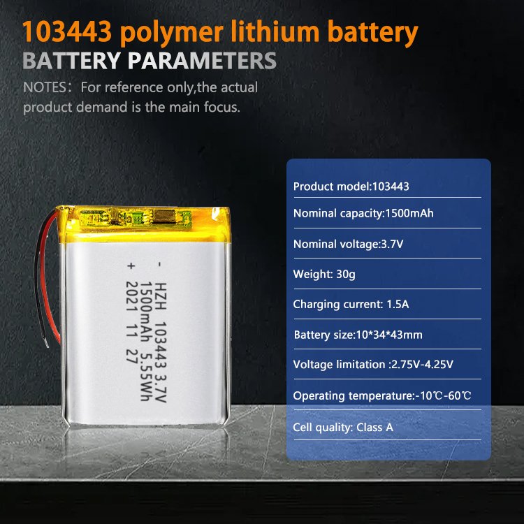 KC 103443 for air purifiers GPS locator polymer lithium-ion battery wholesale 1500mAh polymer lithium-ion battery