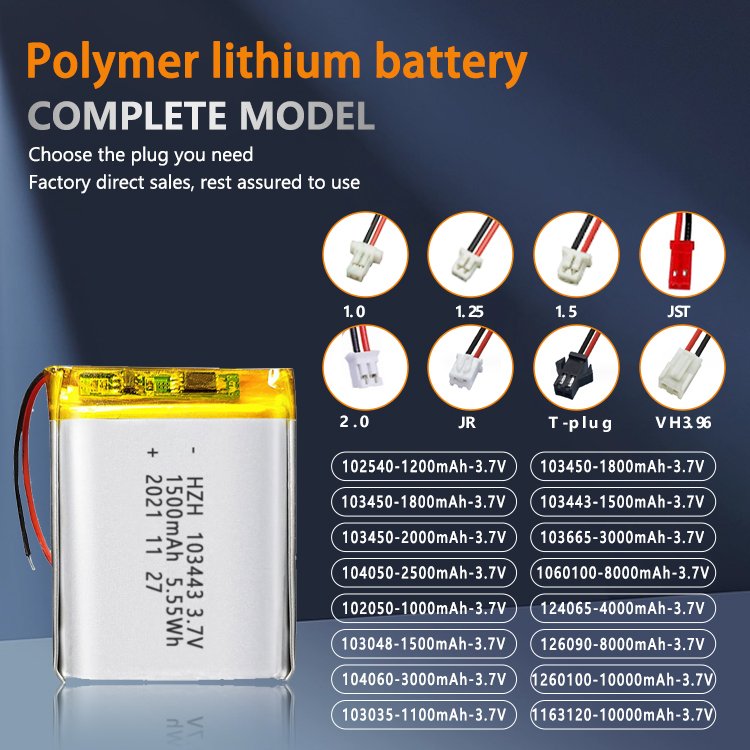 KC 103443 for air purifiers GPS locator polymer lithium-ion battery wholesale 1500mAh polymer lithium-ion battery