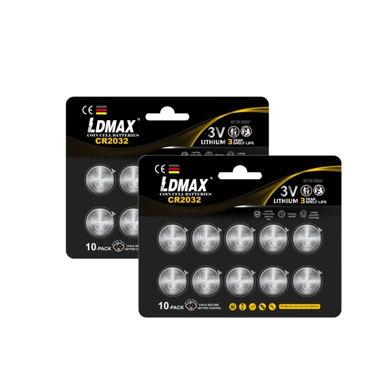 LDMAX CR2032 3V 210mAh Lithium Button Coin Cell CR 2032 Dry Batteries for Digital Oral Thermometer Doorbell