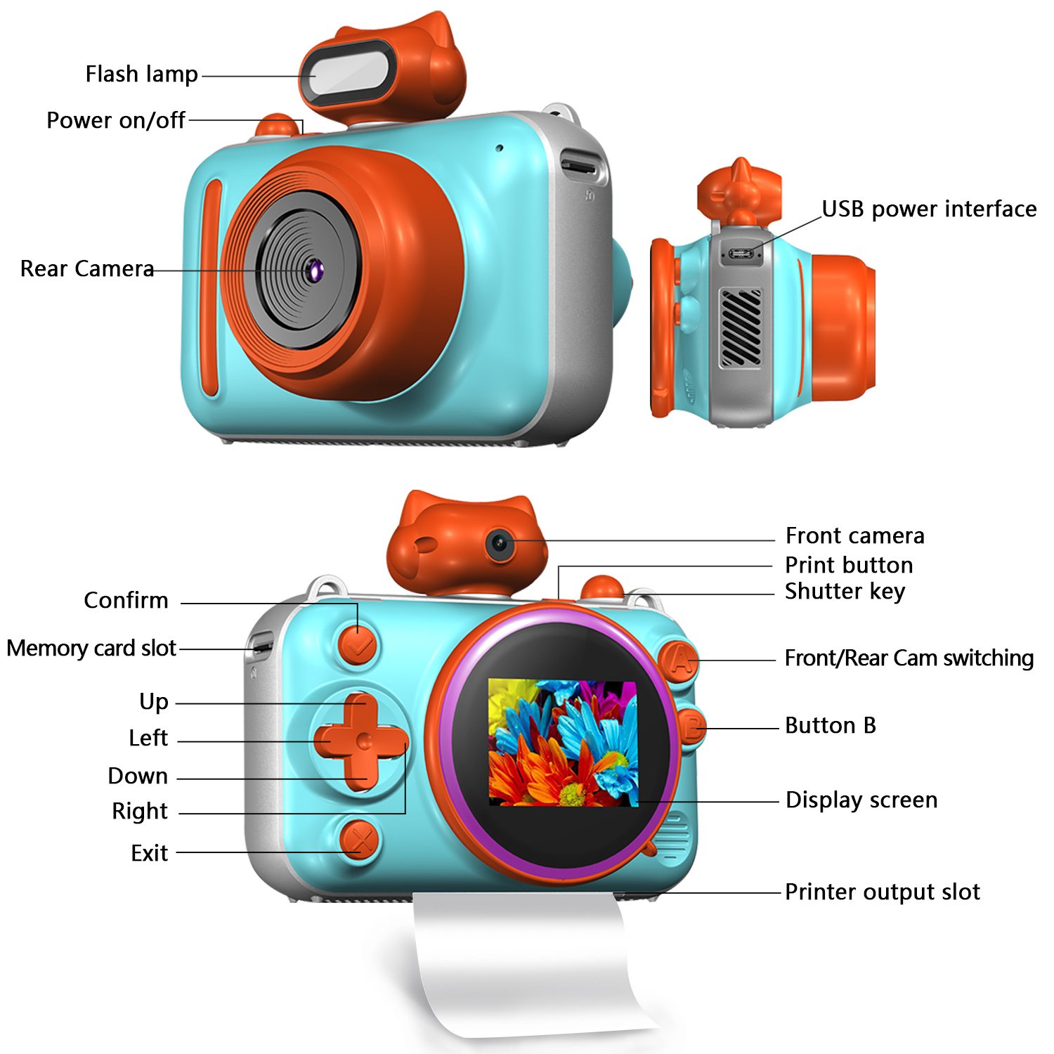 Portable thermal instant photo print camera mini kids toy digital instant print camera