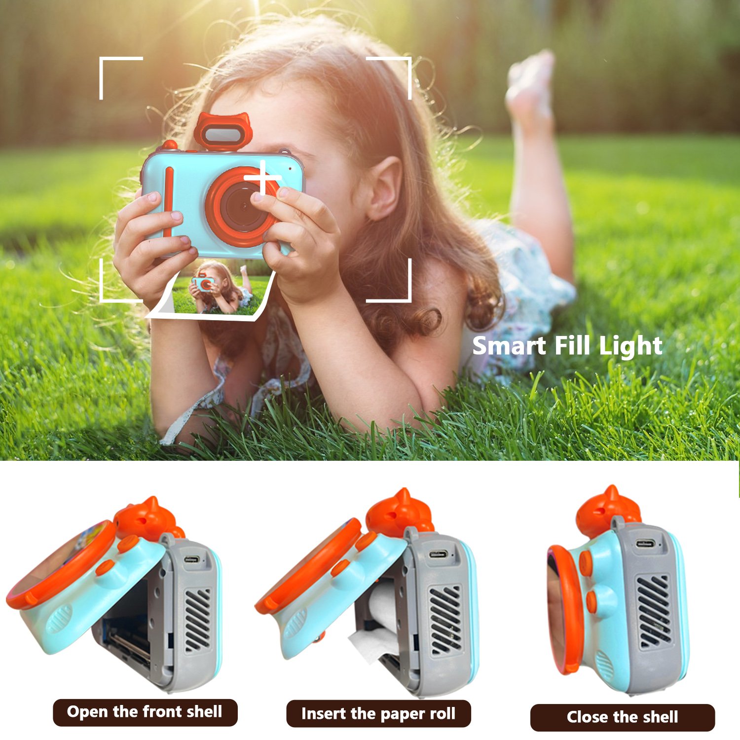Portable thermal instant photo print camera mini kids toy digital instant print camera