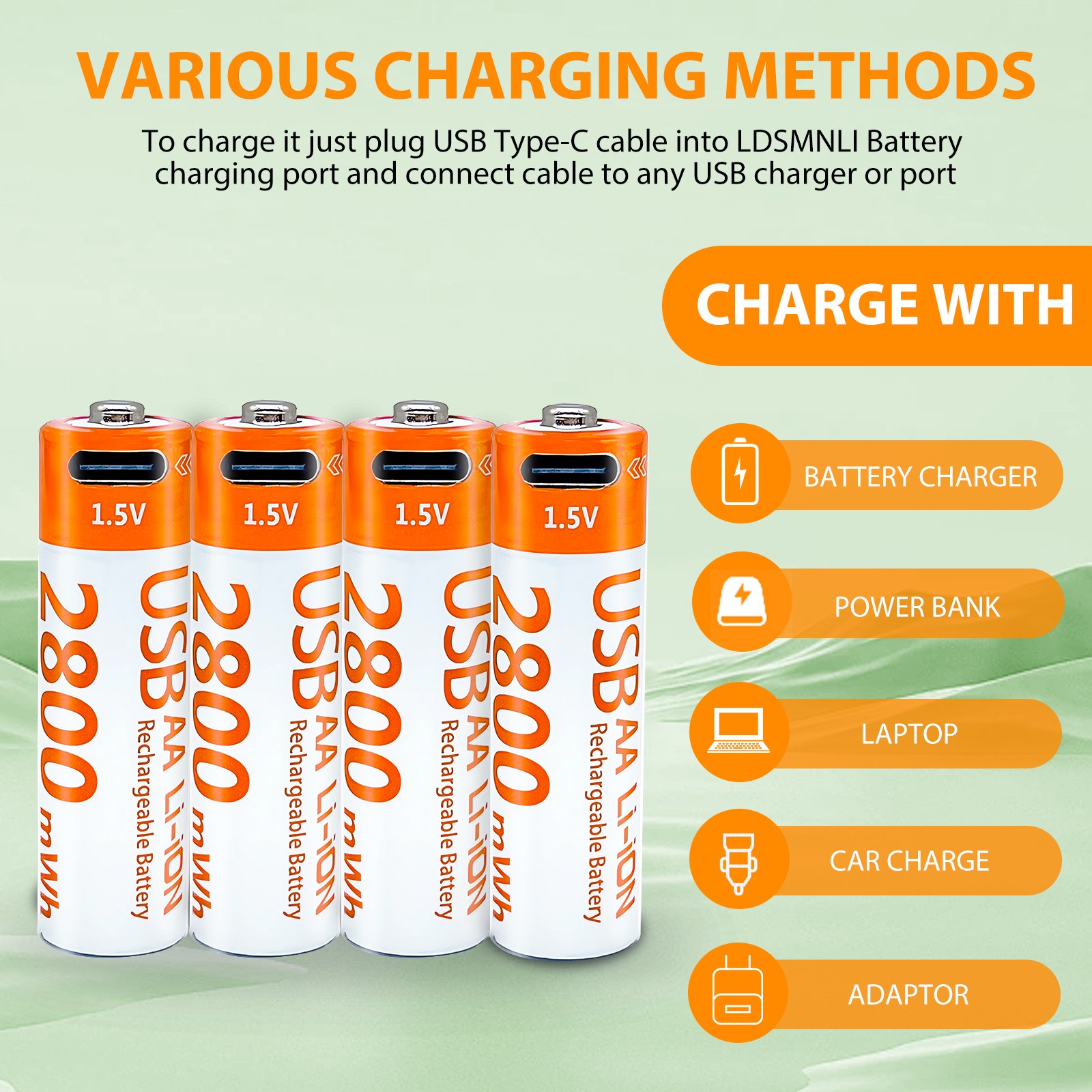 Factory direct for toy remote control game console AA1.5V lithium battery Support Type-C USB charging lithium ion battery