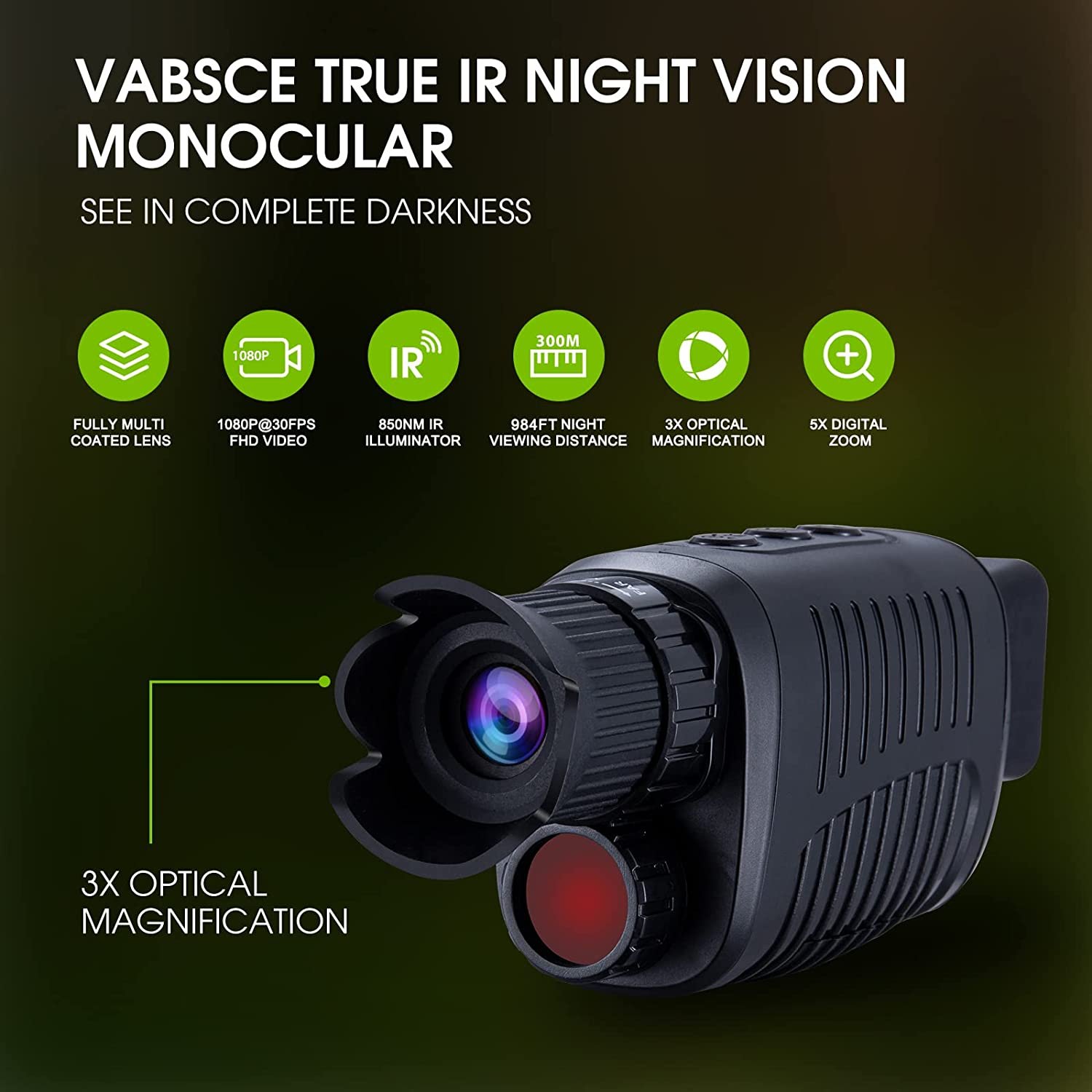 DT28 Night Vision Monocular 1.5' Screen 2.5K Video 10X Digital Zoom 7level IR 300m view in dark night vision hunting scope