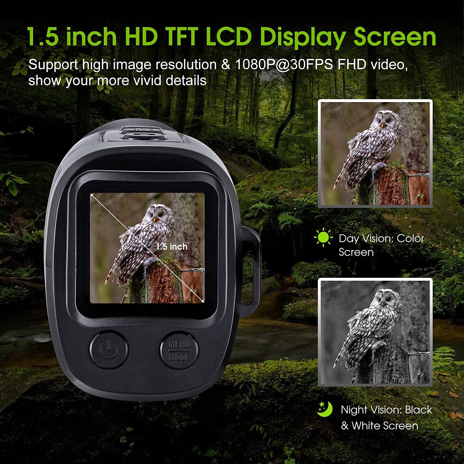 DT28 Night Vision Monocular 1.5' Screen 2.5K Video 10X Digital Zoom 7level IR 300m view in dark night vision hunting scope